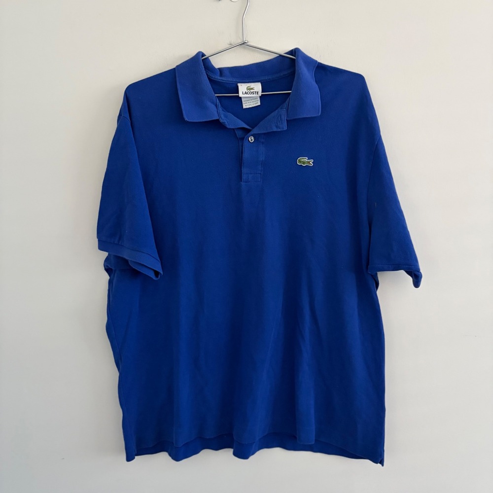 Lacoste Mens Blue Short Sleeve Pique Polo Shirt Size 9 XXL